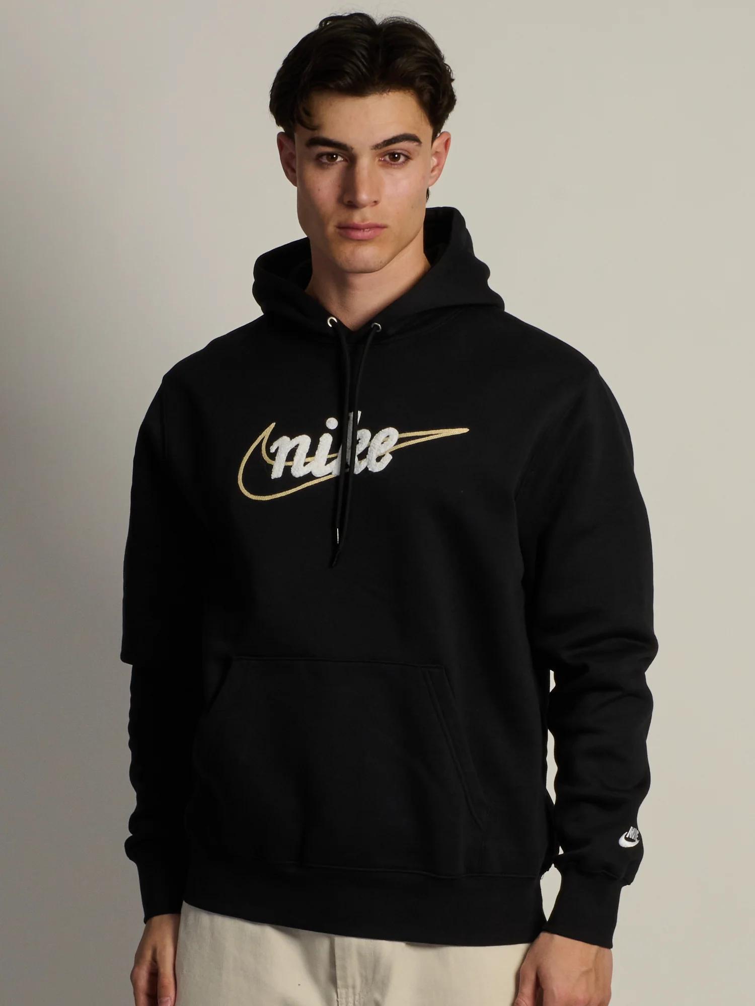 NIKE CLUB CHENILLE PULL OVER HODDIE - BLACK