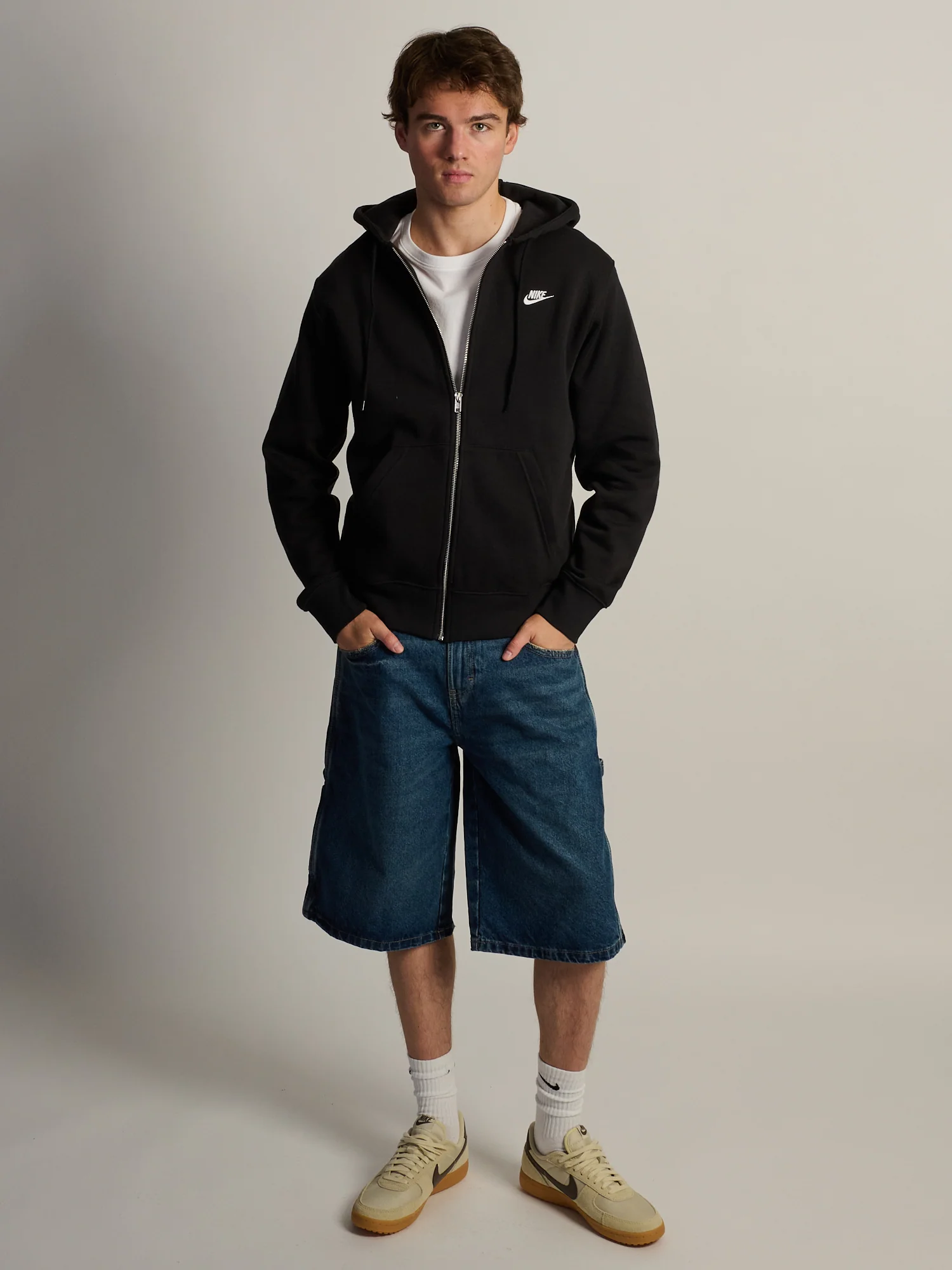 NIKE SPORTSWEAR CLUB FULL ZIP HOODIE - BLACK - Image 2