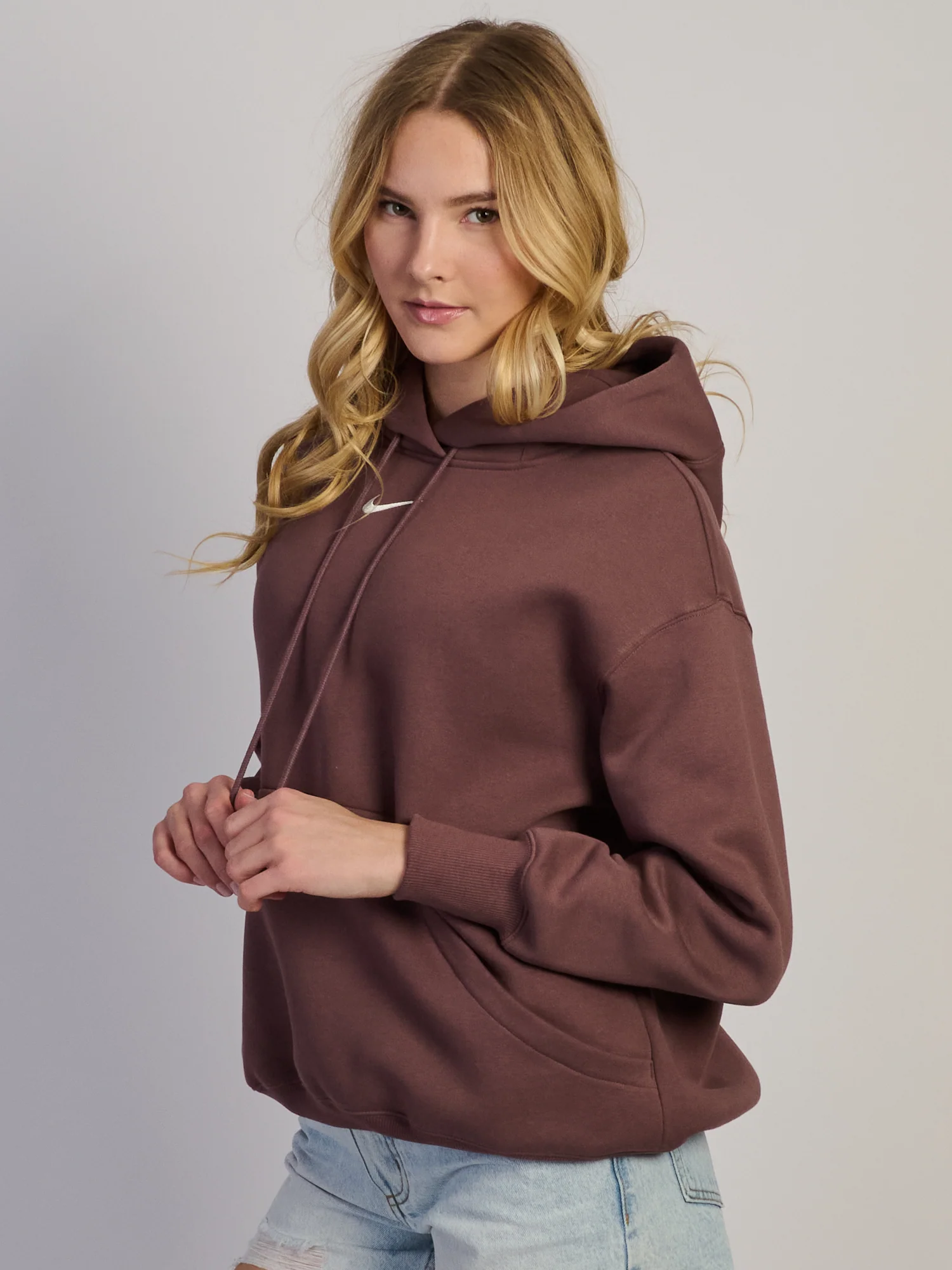 NIKE SPORTSWEAR PHOENIX FLEECE OVERSIZED PULL OVER HOODIE - BROWN - Image 4