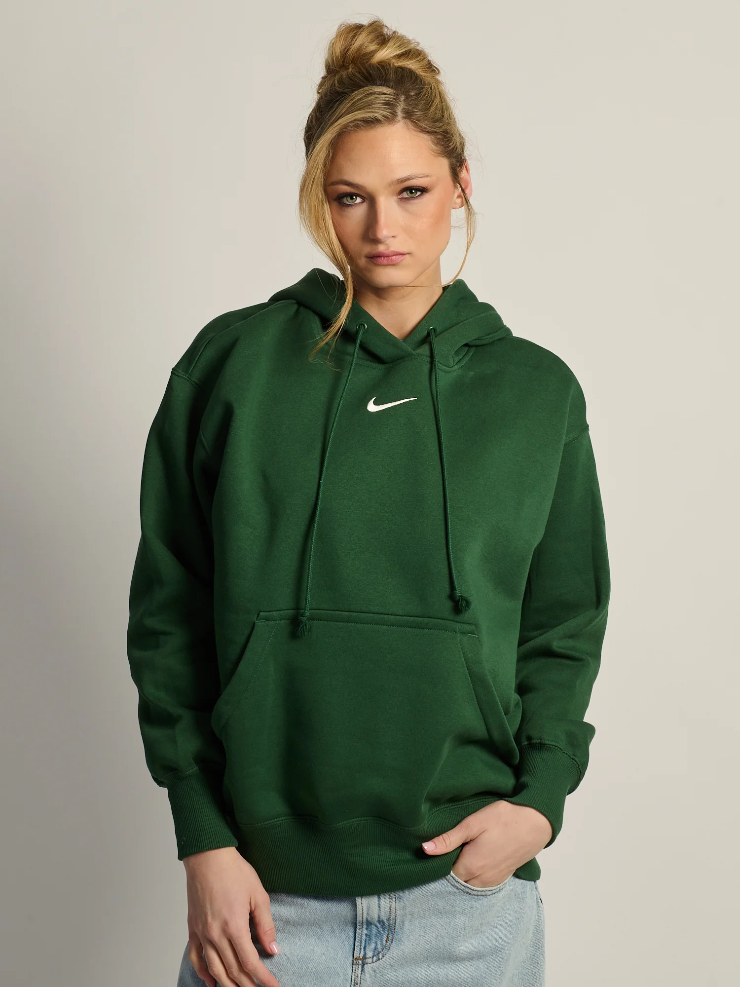 NIKE SPORTSWEAR PHOENIX FLEECE OVERSIZED PULL OVER HOODIE - FOREST