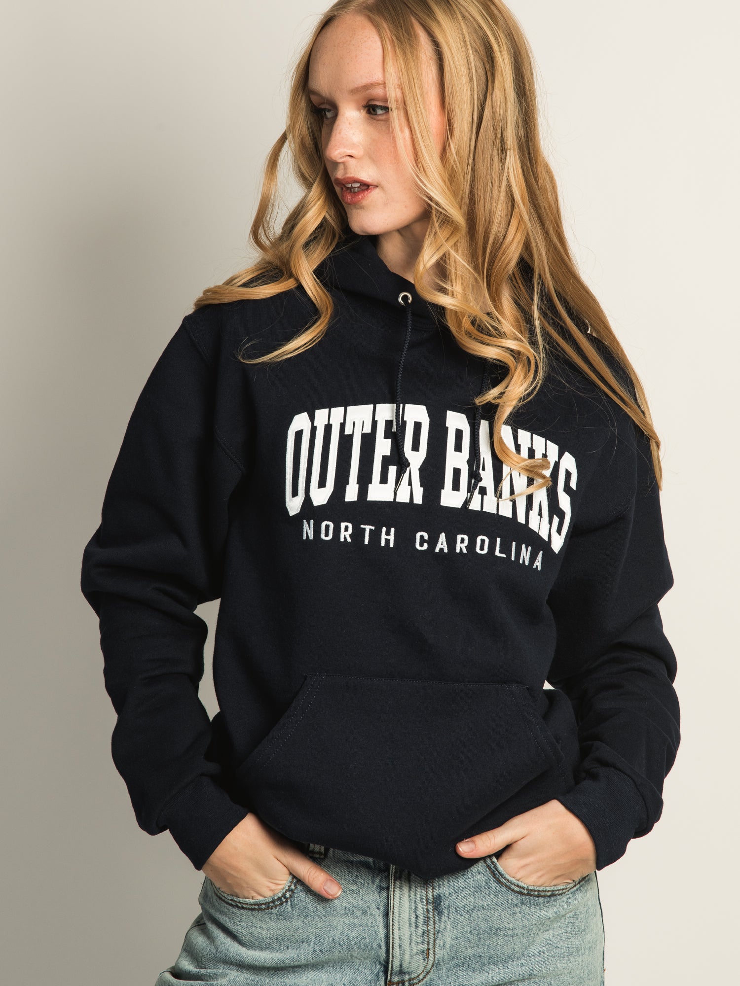 OUTERBANKS EMBROIDERED HOODIE- NAVY - Image 2