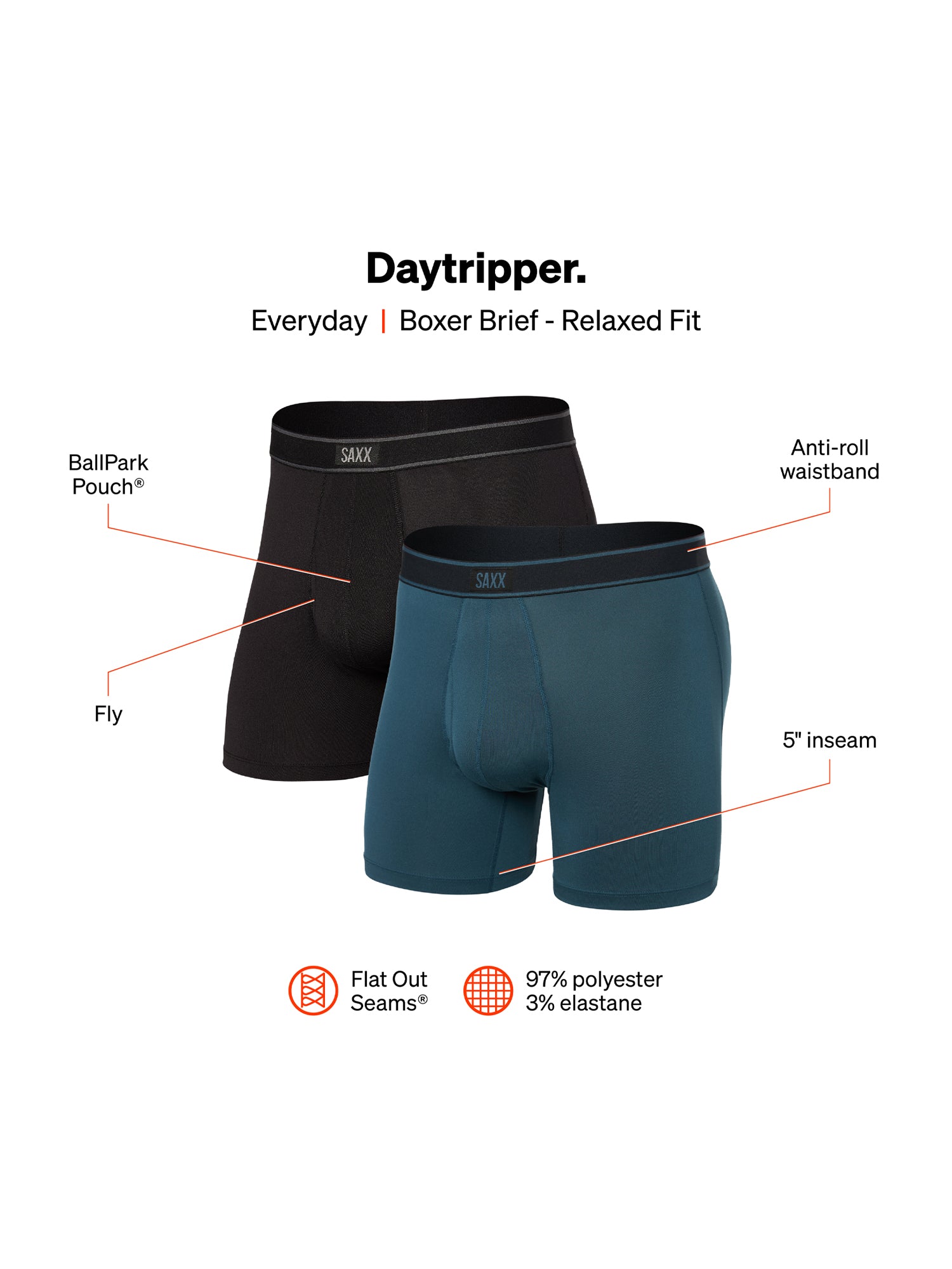SAXX DAYTRIPPER BOXER BRIEF 2PK - STORM - Image 6