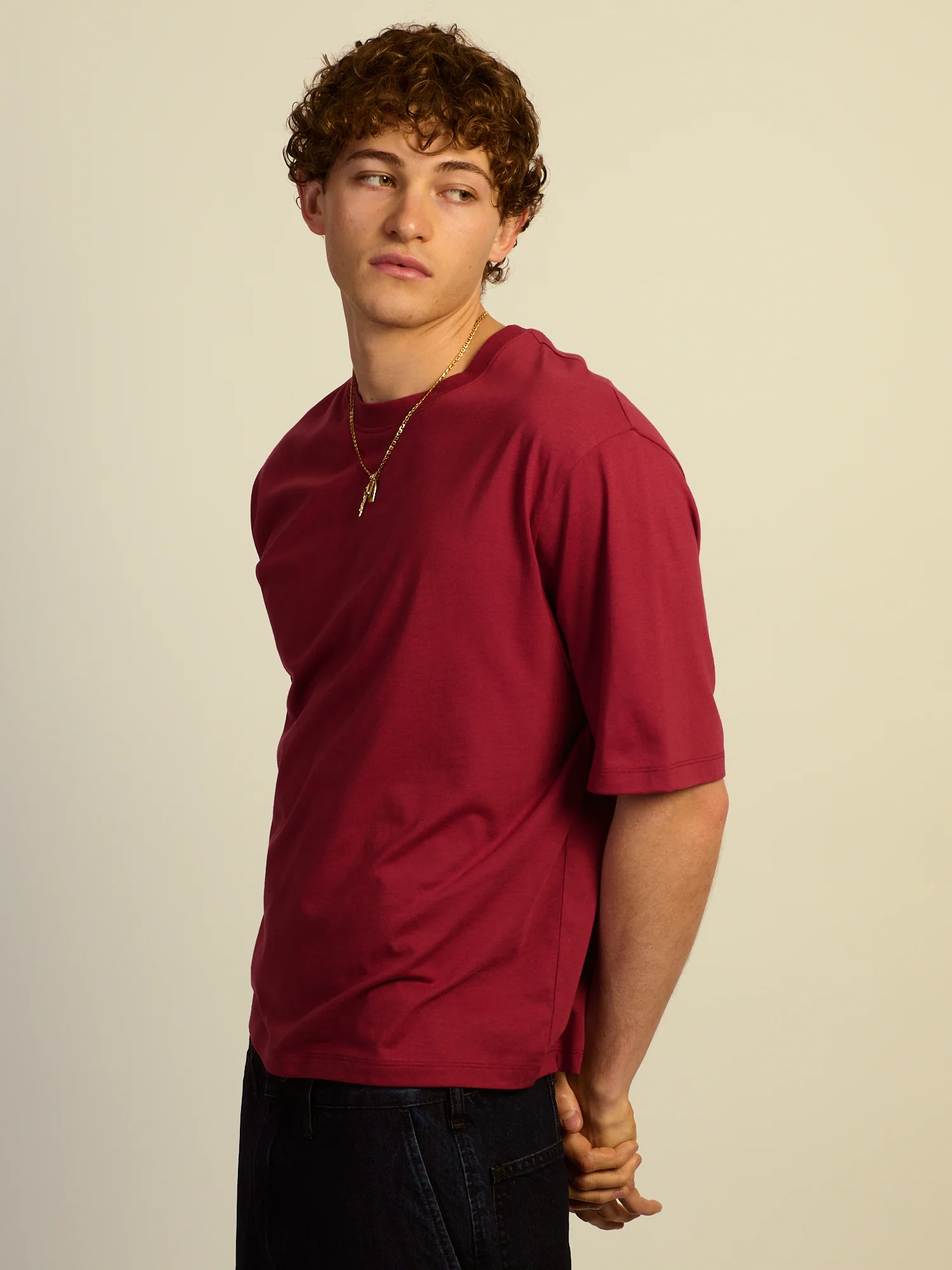 SHORT CUT TEE - CRANBERRY - Image 4