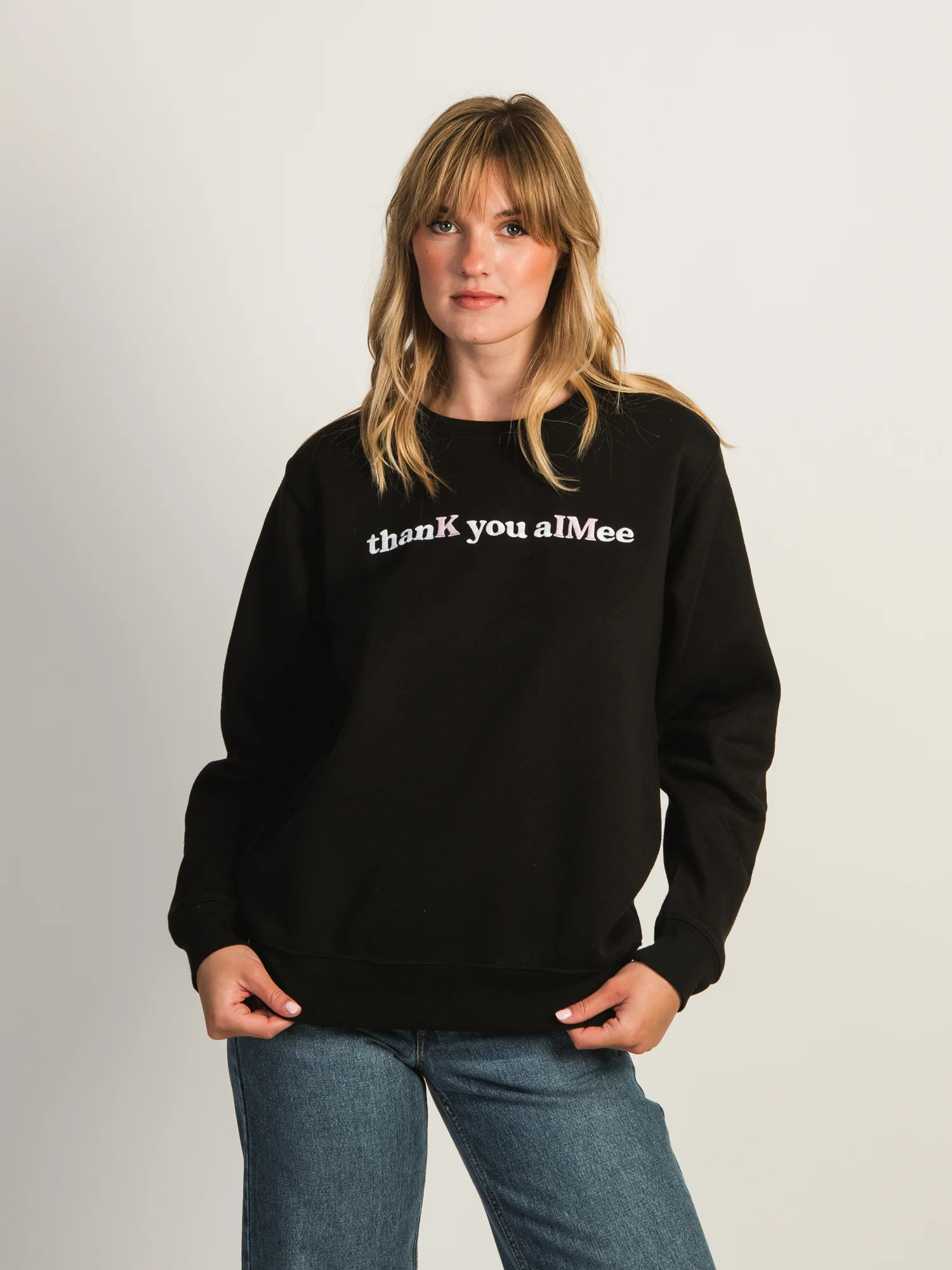 VERBAGE THANK YOU AlMEE FLEECE CREWNECK - CLEARANCE