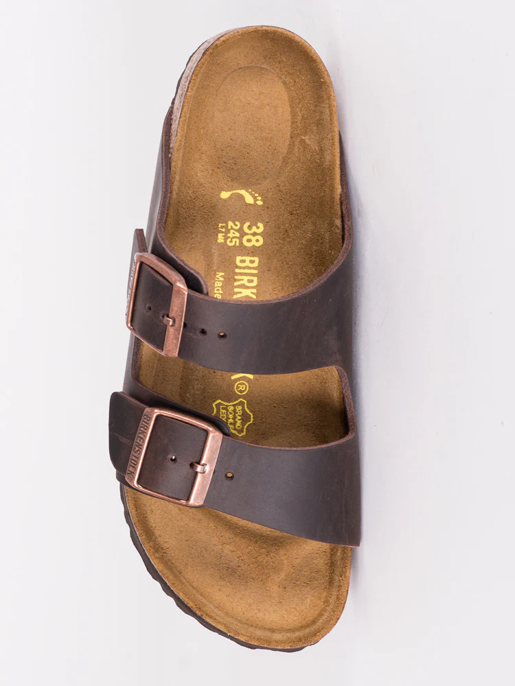 WOMENS BIRKENSTOCK ARIZONA HAVANA OILED LEATHER SANDALS - HABANA - Image 3