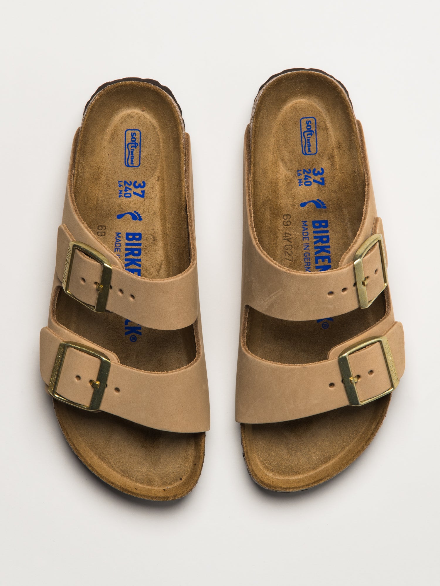 WOMENS BIRKENSTOCK ARIZONA SOFT FOOTBED NUBUCK SANDALS - MEDIUM/NARROW - SAND - Image 4