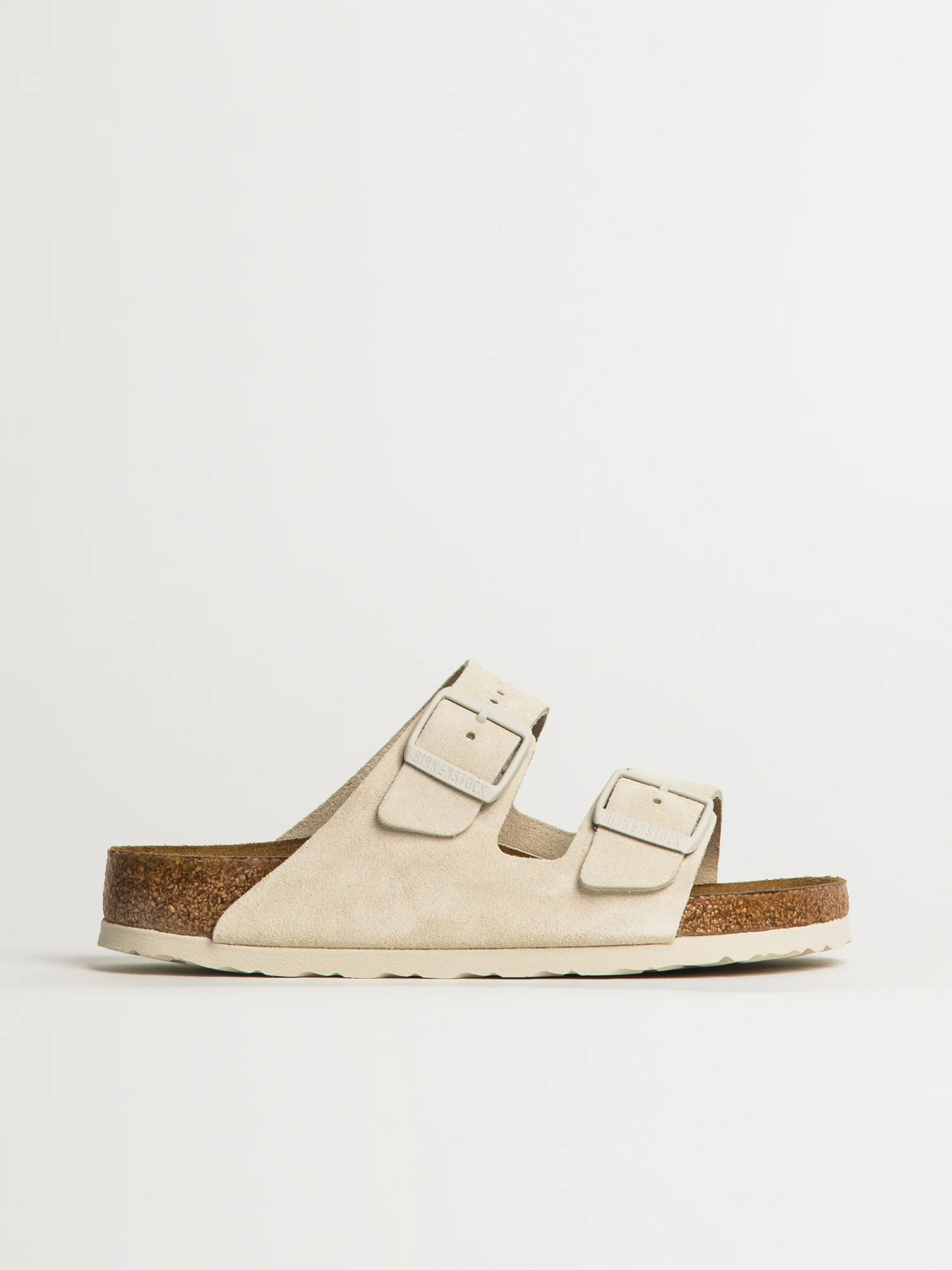 WOMENS BIRKENSTOCK ARIZONA SOFT FOOTBED SUEDE SANDALS - REGULAR - ANTIQUE WHITE