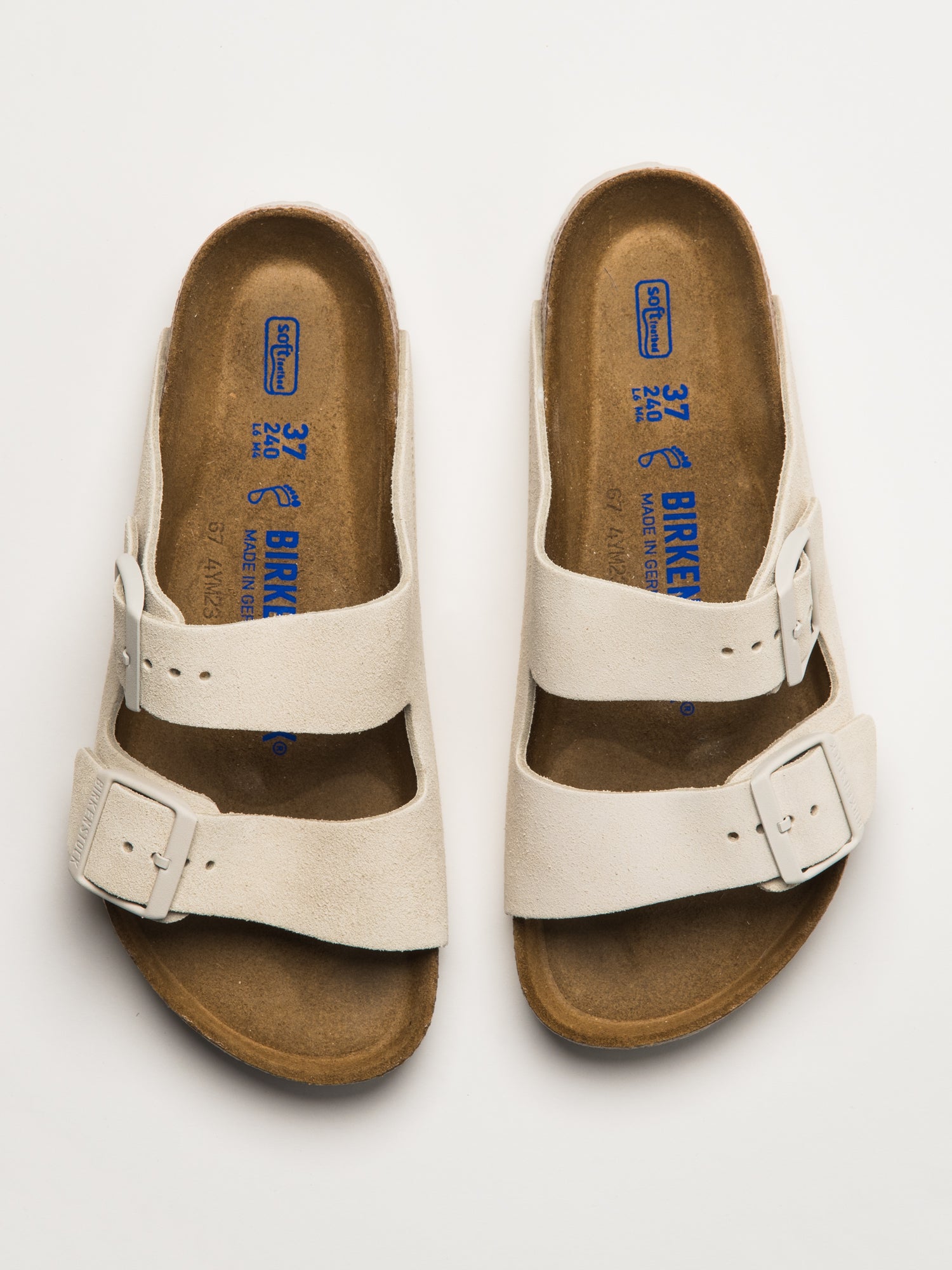 WOMENS BIRKENSTOCK ARIZONA SOFT FOOTBED SUEDE SANDALS - REGULAR - ANTIQUE WHITE - Image 4