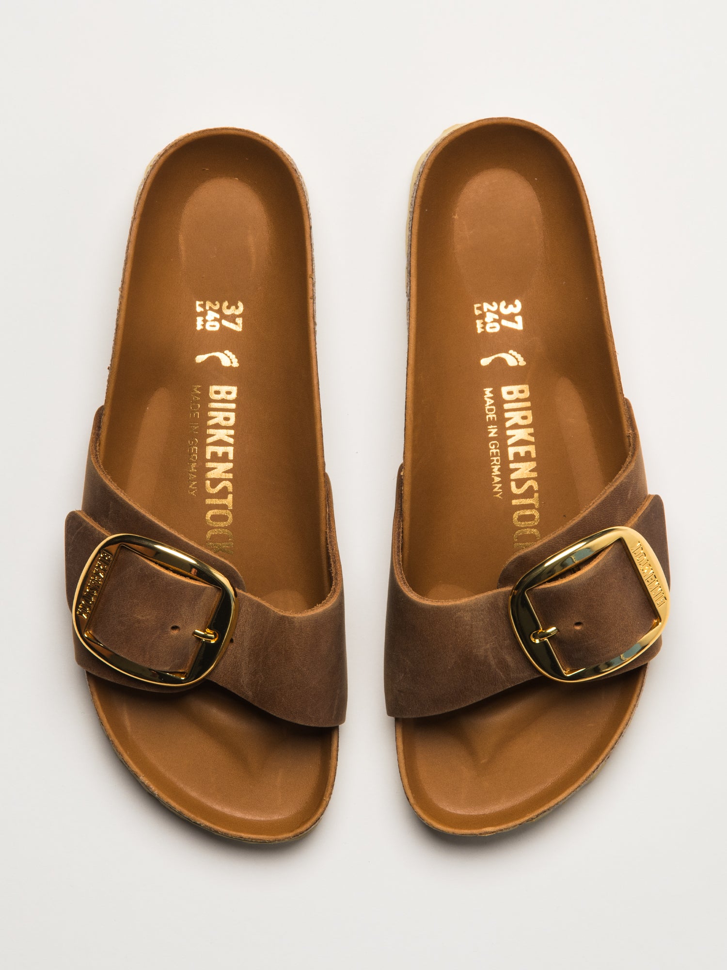 WOMENS BIRKENSTOCK MADRID BIG BUCKLE OILED LEATHER SANDALS - MEDIUM/NARROW - COGNAC - Image 4