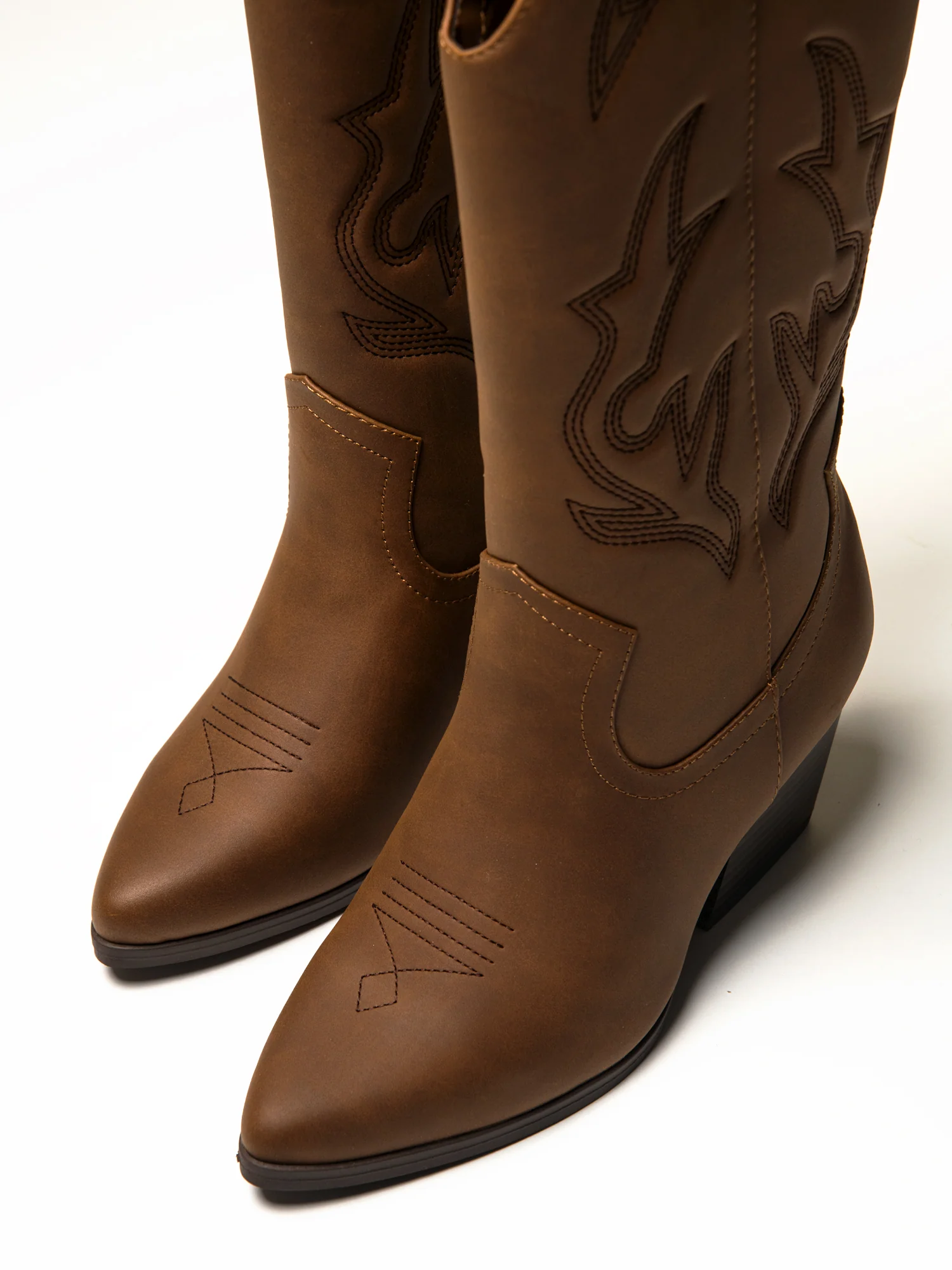 WOMENS HARLOW STASSIE COWBOY BOOTS - BROWN - Image 4