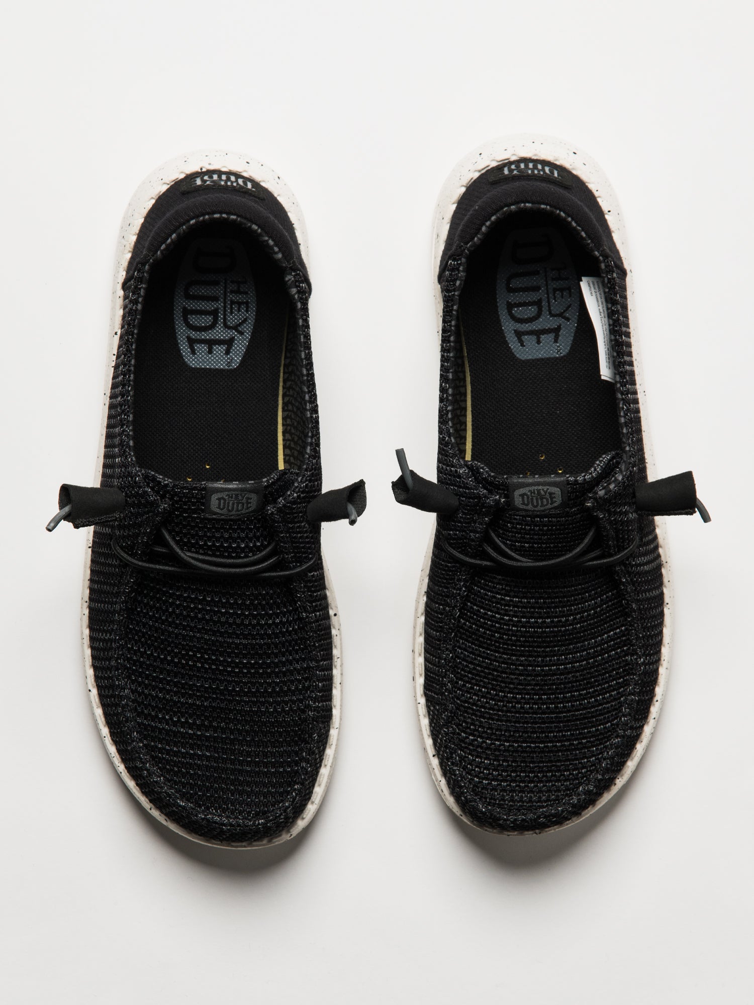 WOMENS HEYDUDE WENDY STRETCH SOX SNEAKER - BLACK/WHITE - Image 4