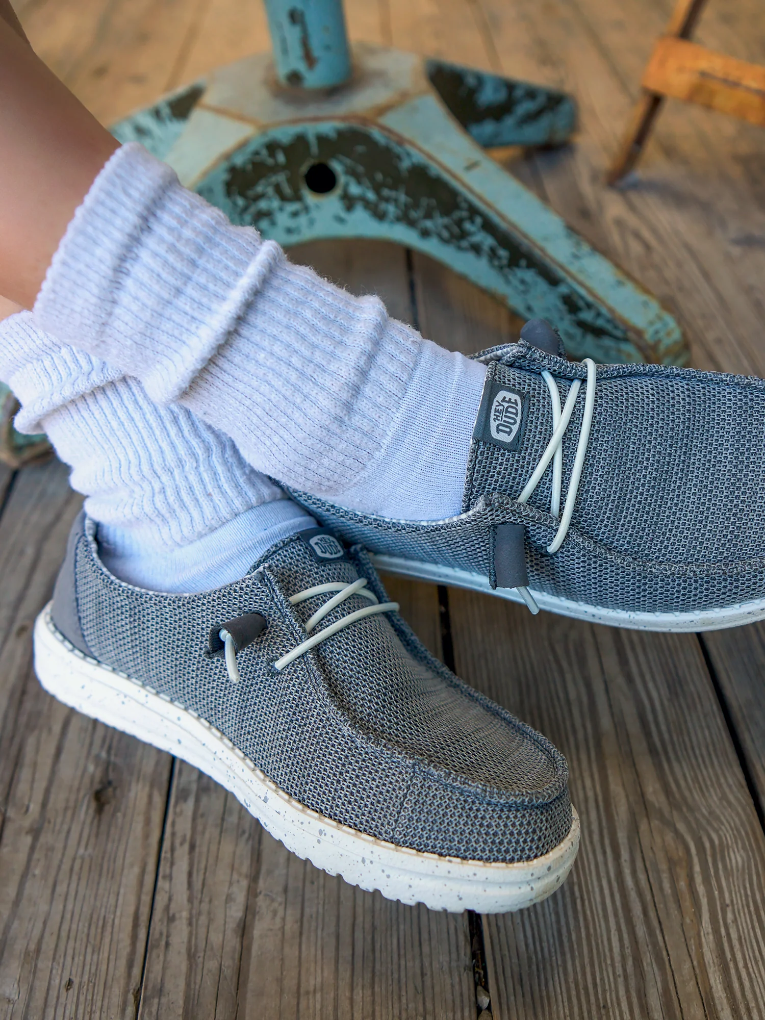 WOMENS HEY DUDE WENDY STRETCH SOX SNEAKER - LIGHT GREY - Image 8